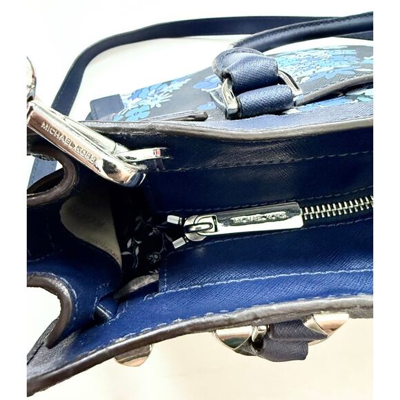 Michael Kors Dillon Satchel in Navy Blue Floral - Picture 11 of 13